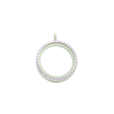 Medaillon in silber mit lila Glitzersteinchen