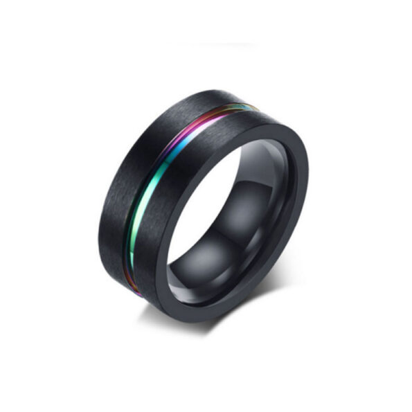 schwarzer Ring in Regenbogenfarben